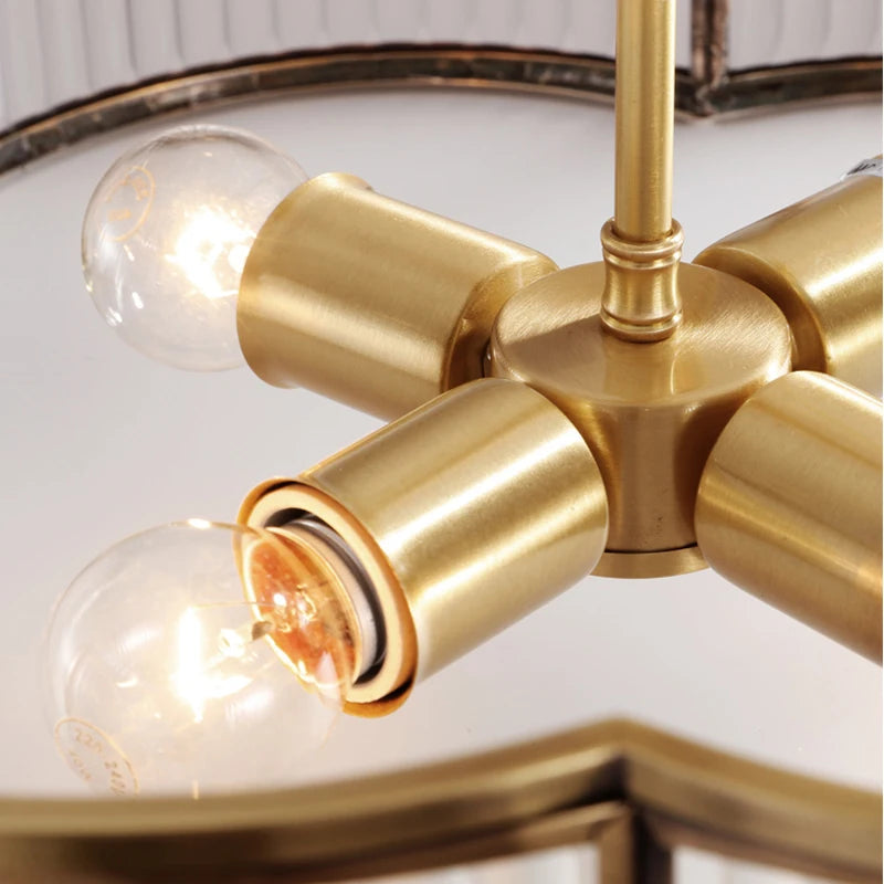 Lustre en verre de cuivre E27 LED montée au plafond pour salon allée chambre - vue 9 sur 8