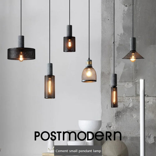 lampe suspendue en béton industriel avec abat-jour en fer - vue 4 sur 29
