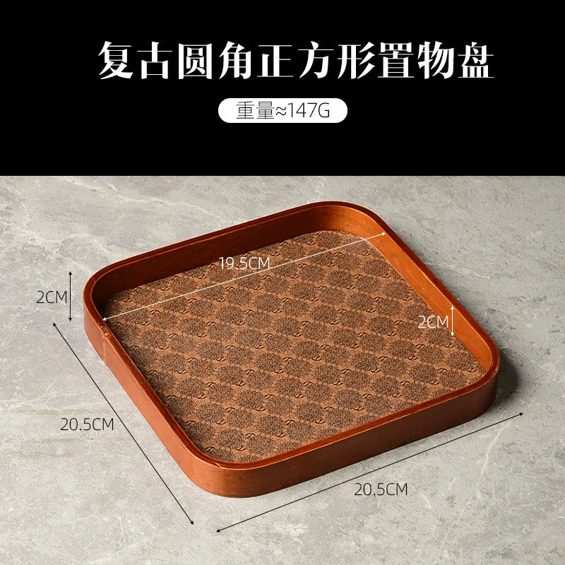 assiette à thé en cuir luxe pour rangement décoratif et bijoux - vue 5 sur 7