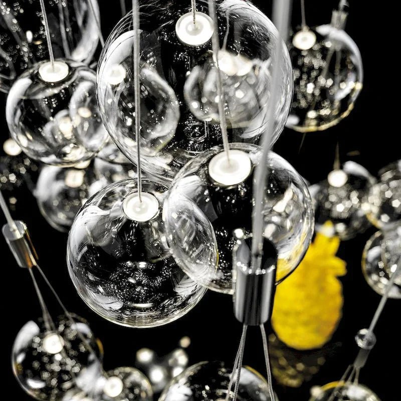 lustre nordique en verre avec suspension led pour décoration intérieure