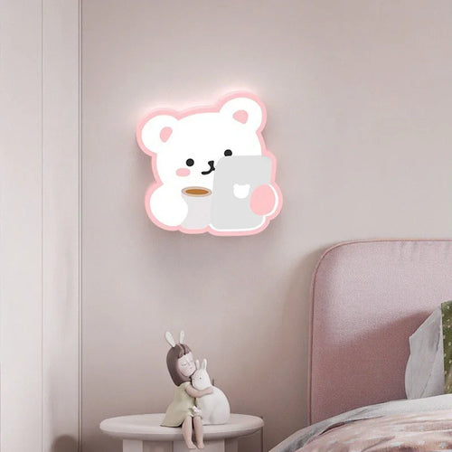 applique murale ours rose pour chambre d enfant mignonne moderne - vue 2 sur 8