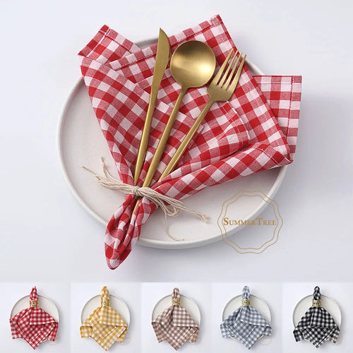 Serviette de table coton vichy petits carreaux cuisine - vue 3 sur 7