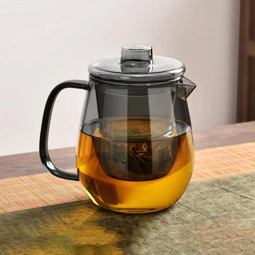 Theiere verre borosilicate avec infuseur couvercle resistante