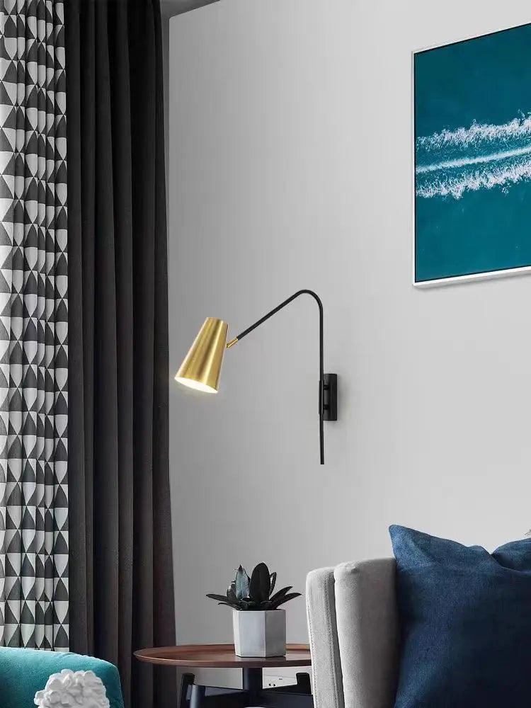 Minimally Adjustable Bedroom Bedside Wall Lamp, Long Arm Dining Room Wall Lamp, Nordic Long Pole Industrial Style Swing Arm Lamp - vue 3 sur 12