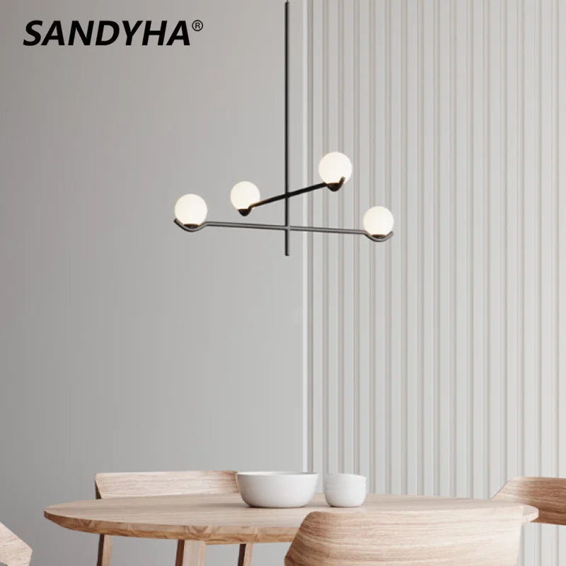 lustre minimaliste boule de verre Luces à LED pour chambre salon salle à manger maison lumière - vue 3 sur 14