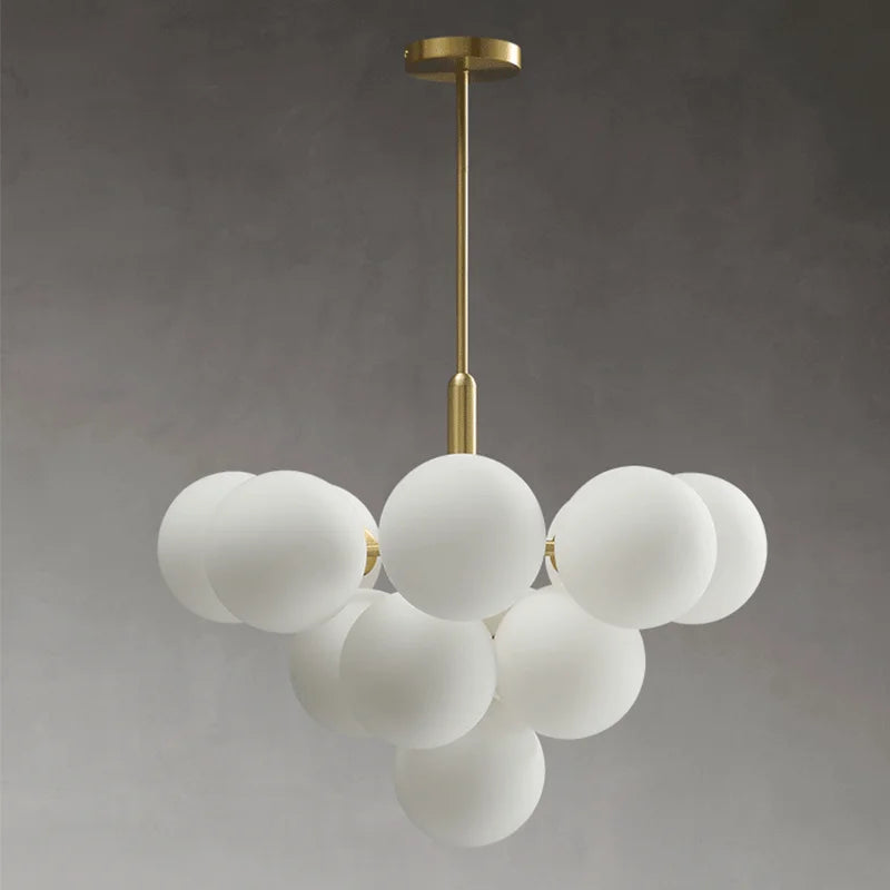 lustre nordique en cuivre design créatif en verre à LED - vue 6 sur 9