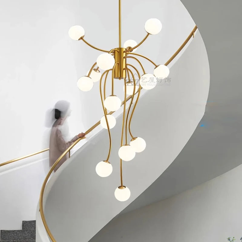 Nordic home decoration, stair chandelier, living room and dining room Pendant lights, ceiling light, indoor lighting - vue 7 sur 8
