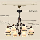 lustre vintage en fer et bronze style loft avec abat jour en verre