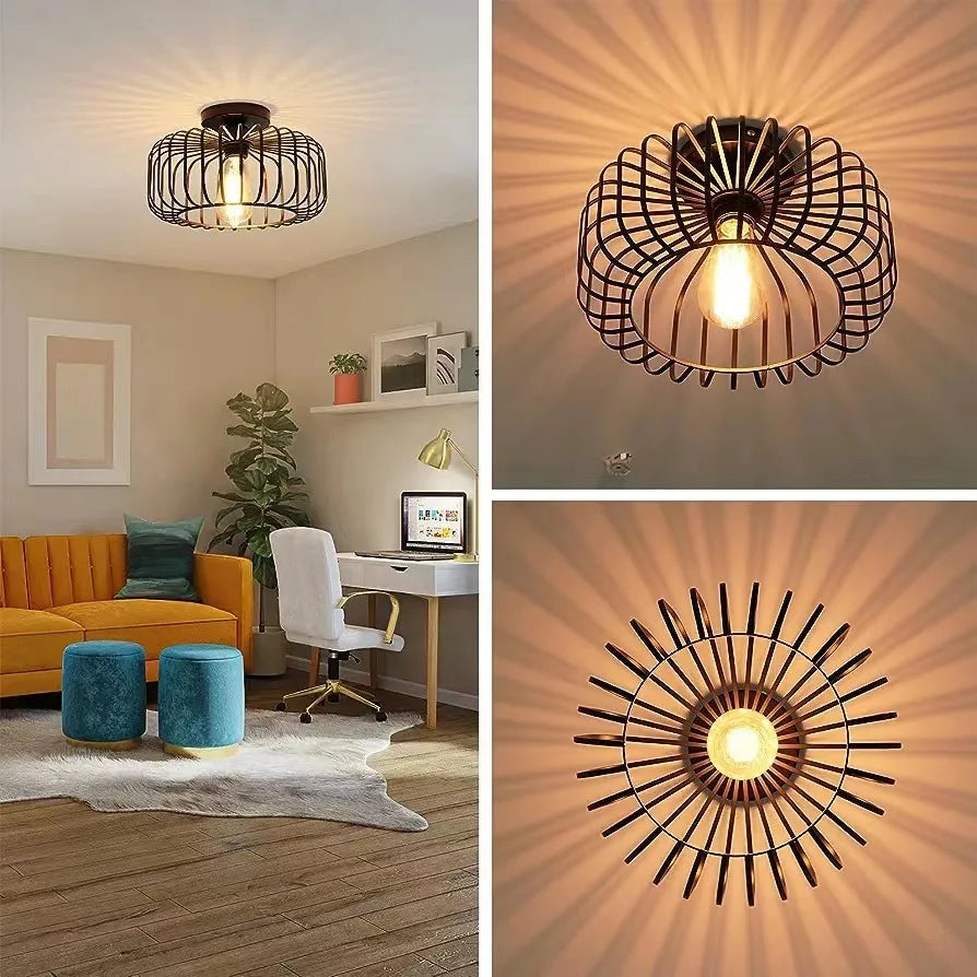 Simple cage à oiseaux plafonnier intérieur chambre salon couloir plafonnier E26 lampes de restaurant luminaires décoratifs AC 110 V - vue 4 sur 6