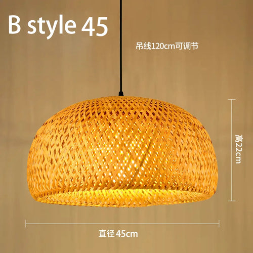 lustre style chinois fait main en bambou tissage pastoral vintage - vue 23 sur 30