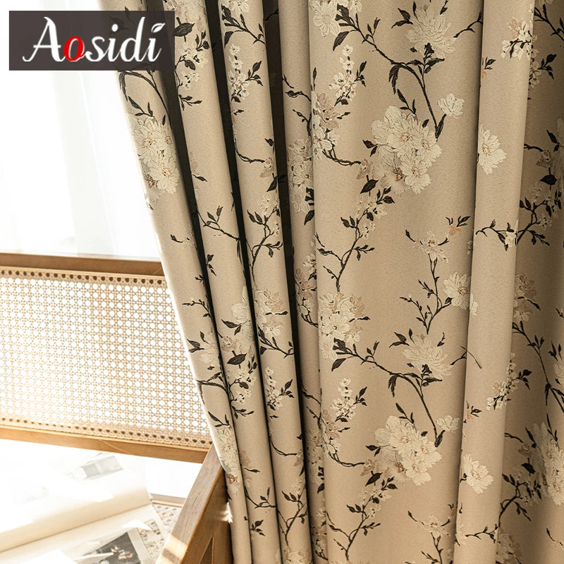 Rideau occultant motif floral moderne pour chambre salon