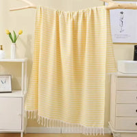 serviette de plage extra large rayures franges absorbante