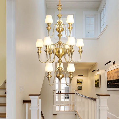 lustre à led en cuivre noir pour décoration d'hôtel élégant - vue 7 sur 22