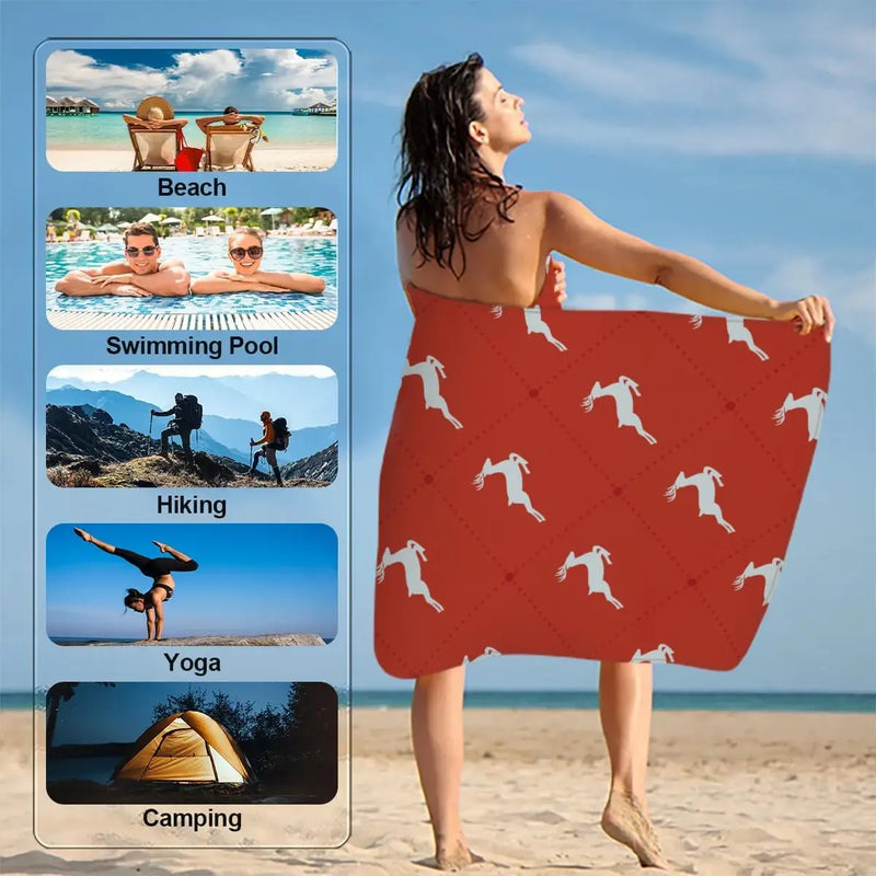 serviette de plage microfibre motif cerf seche rapide