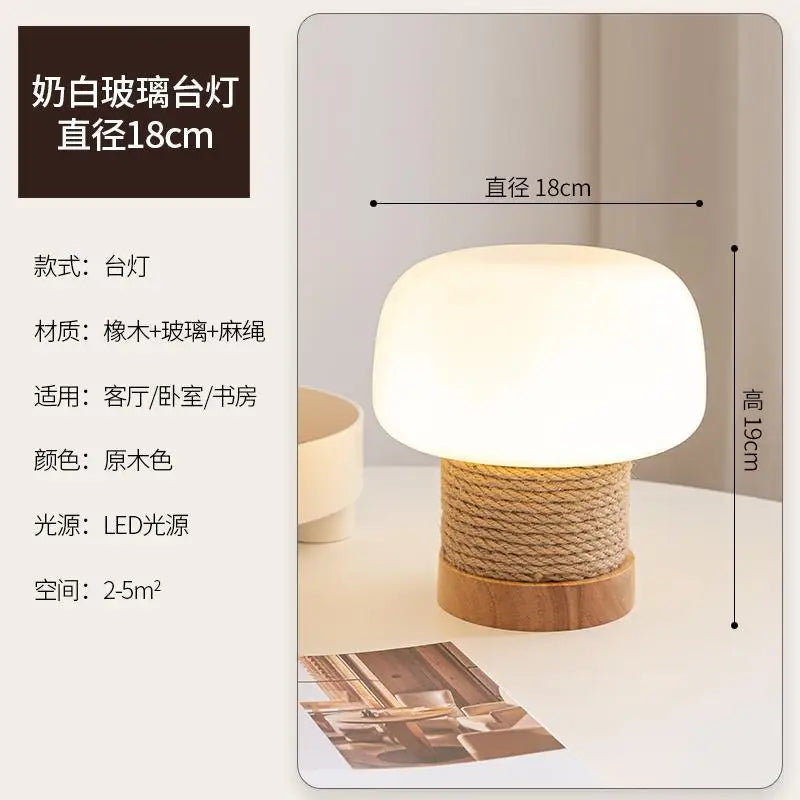 suspension wabi-sabi en verre blanc avec corde de chanvre - vue 9 sur 10
