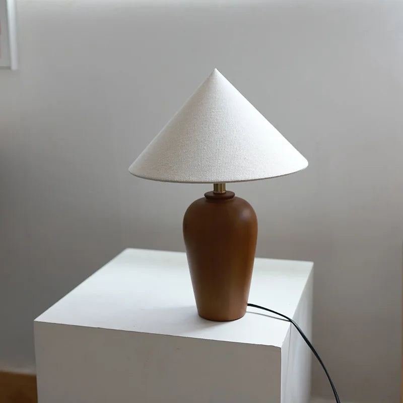 Vintage Table Lamp Desk Light with Wood Stand Fabric Shade - vue 2 sur 8