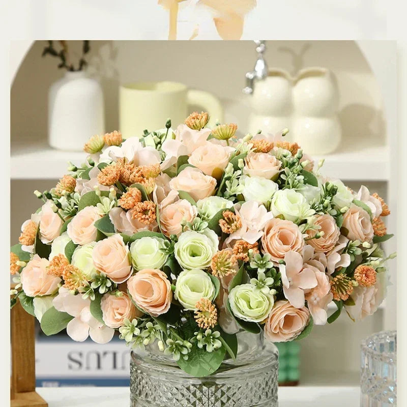 bouquet d'hortensias artificiels en soie pour décoration élégante - vue 5 sur 12