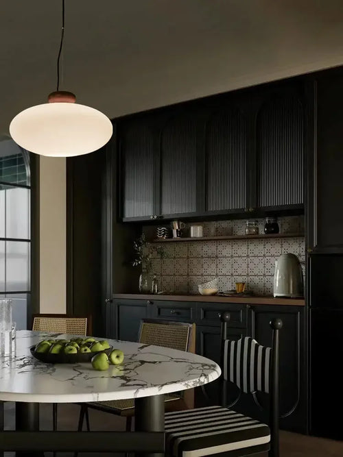 lustre rétro en verre et bois pour décoration intérieure - vue 2 sur 8