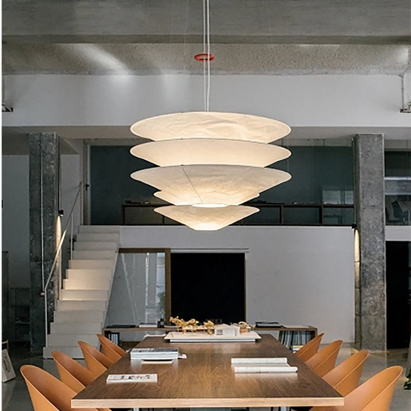 lampe suspendue wabi sabi en papier japonais pour restaurants et boutiques - vue 6 sur 12