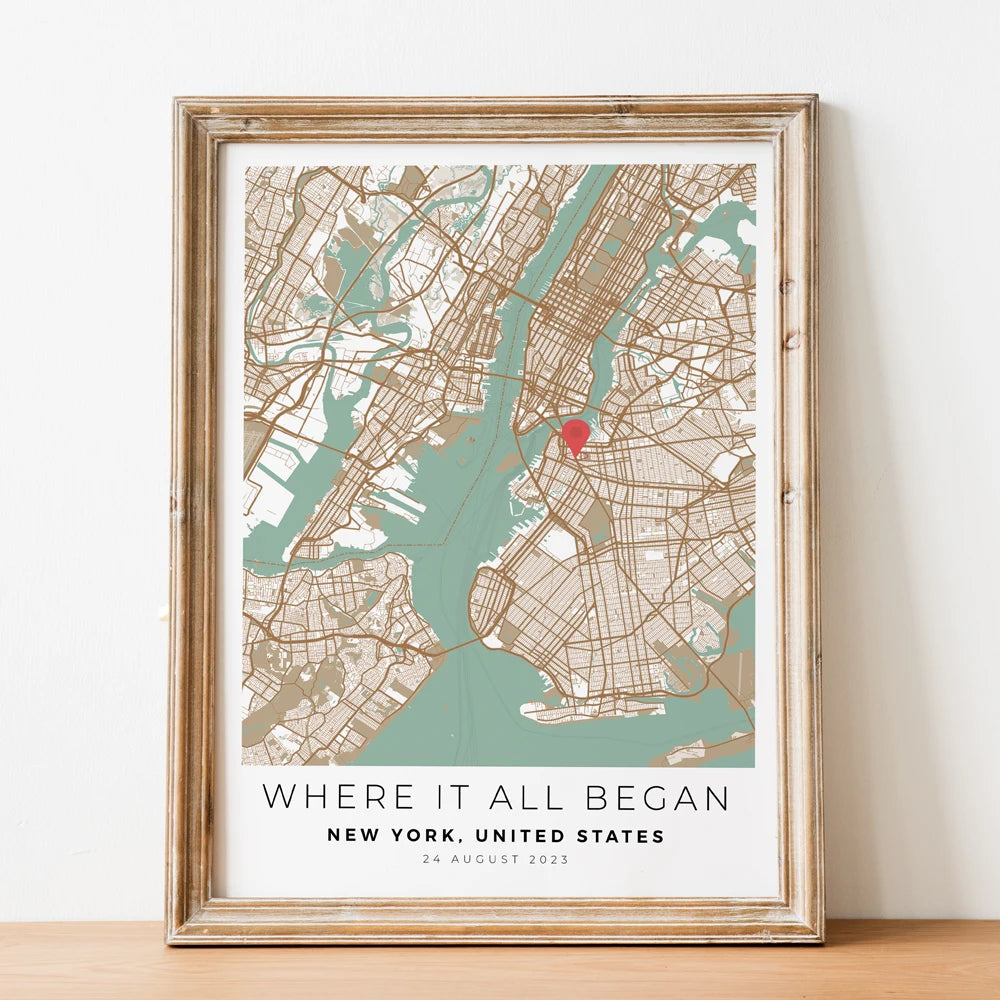 carte de ville personnalisée cadeau romantique pour lui - vue 2 sur 7