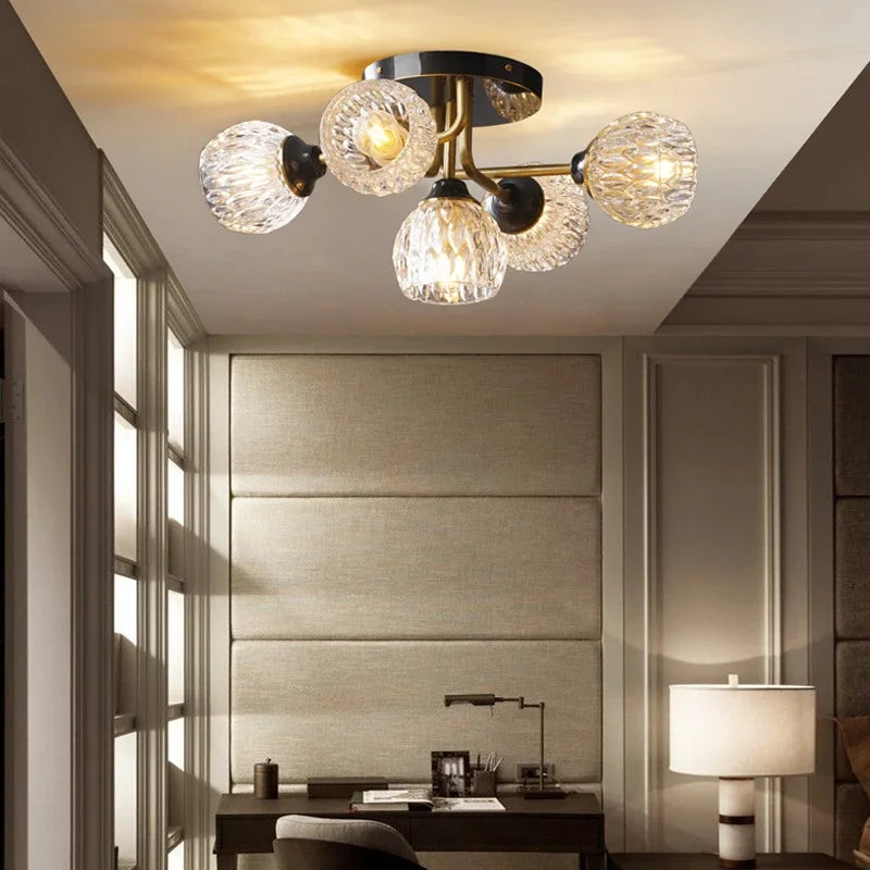 lustre moderne nordique luxe en cristal et cuivre - vue 3 sur 9