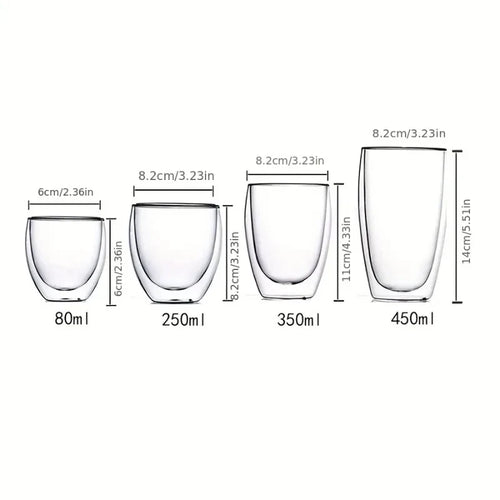 Tasses expresso verre double paroi isolante design moderne