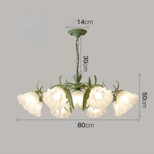 lustre à la française en verre avec fleurs style muguet - vue 11 sur 10