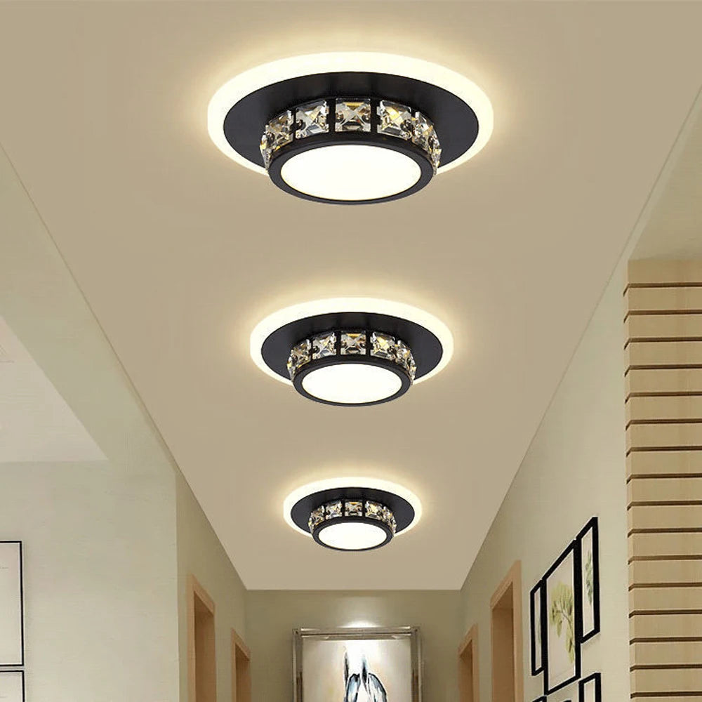 Plafonniers en cristal modernes lampe à LED pour salon chambre étude blanc noir Surface montée éclairage décoration lustre