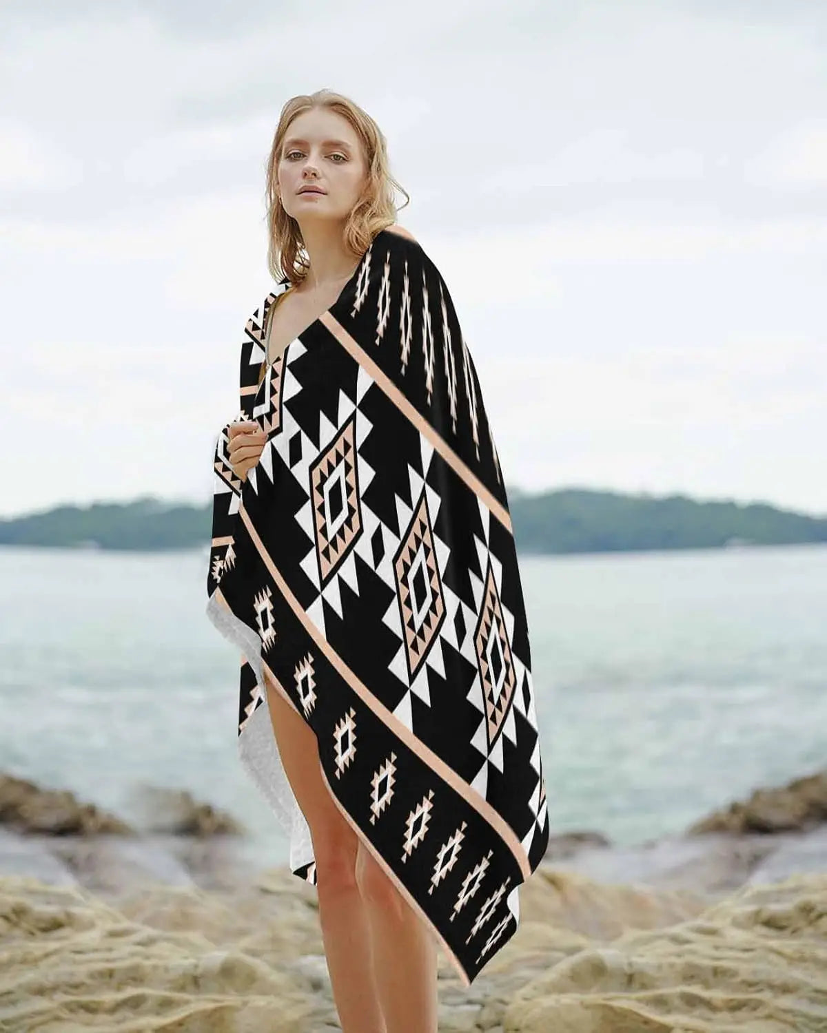 serviette de plage motifs azteques douce absorbante legere