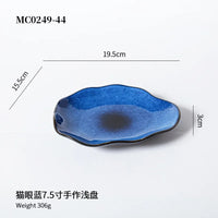Assiette plate céramique japonaise forme coquillage irrégulière