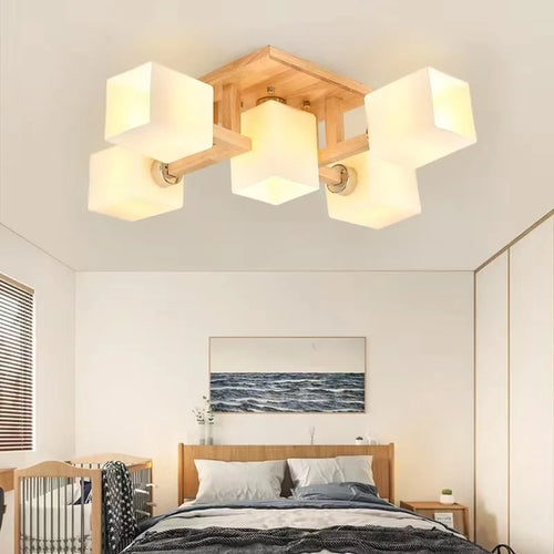 Plafonnier design en bois style japonais