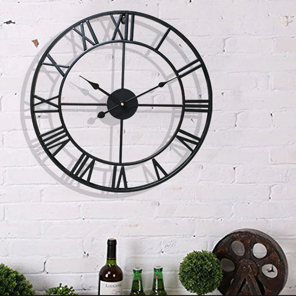 horloge murale chiffres romains décorative pour intérieur et extérieur - vue 8 sur 8