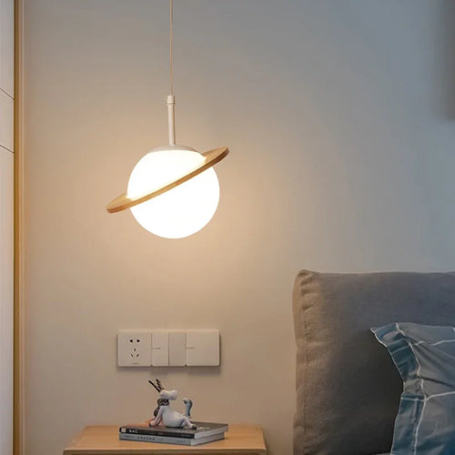 lampe à poser créative en bois et boule blanche décorative pour intérieur