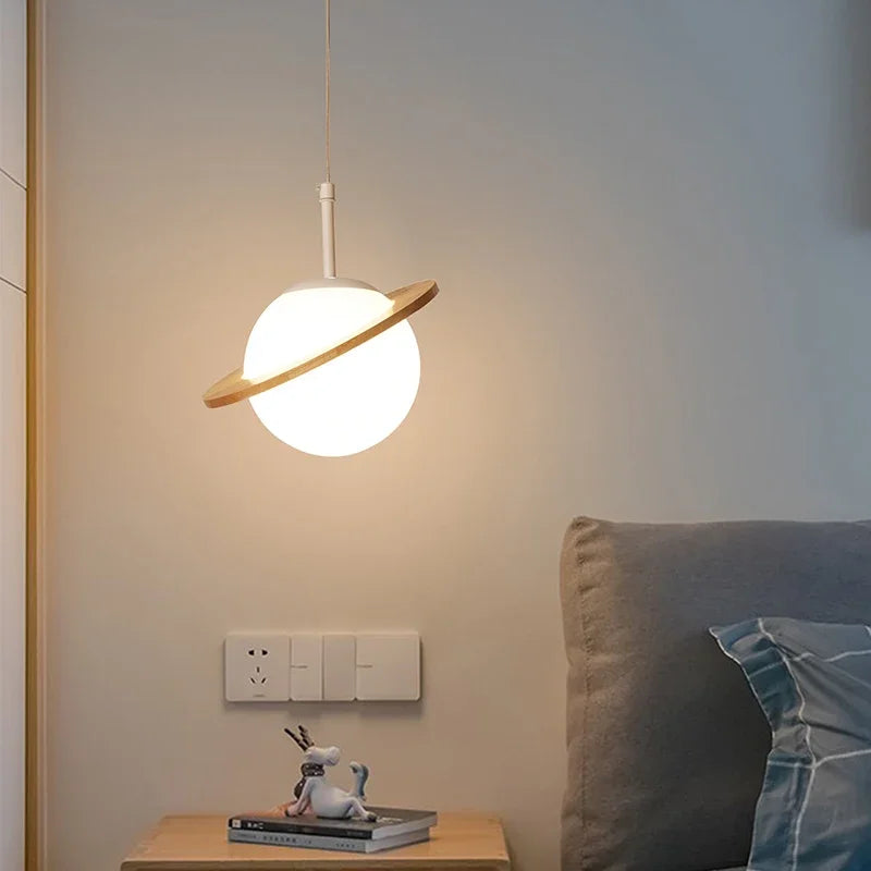 lampe à poser créative en bois et boule blanche décorative pour intérieur - vue 5 sur 12