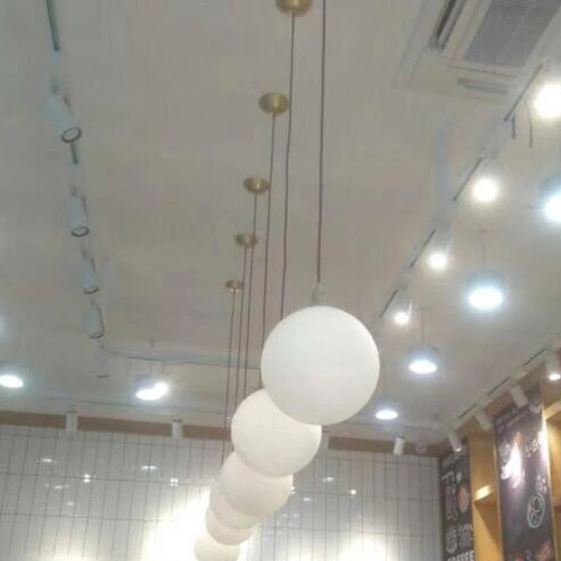 Lampe Suspension Globe Verre Blanc