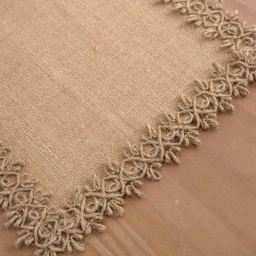 Chemin de table jute macramé style rustique beige