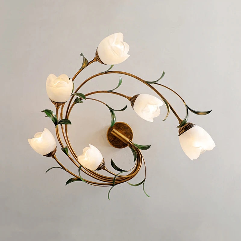 Plafonnier fleurs verre pastoral nordique led viridiplantae - vue 4 sur 8