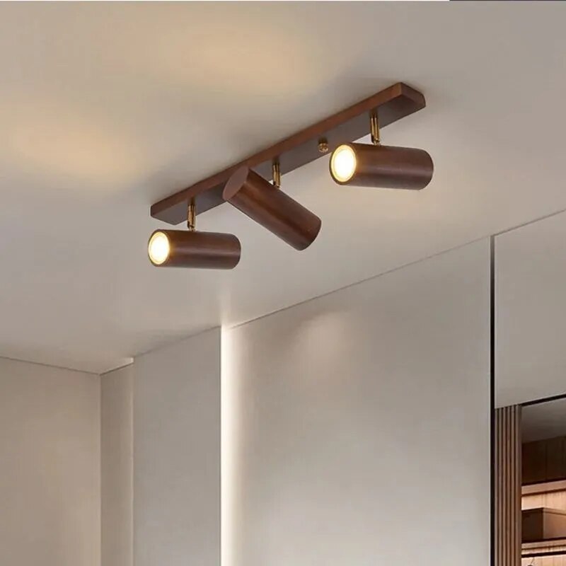 Applique murale LED nordique bois réglable projecteur étude den - vue 4 sur 12
