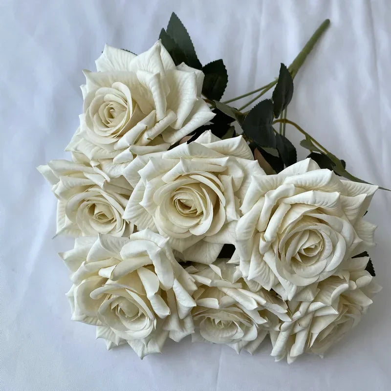 bouquet de roses artificielles en soie pour décoration intérieure - vue 11 sur 17