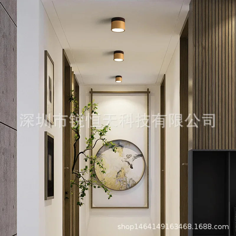 Downlight ouvert monté couleur noyer sans poinçon salon intégré projecteur Led rond couloir lumière