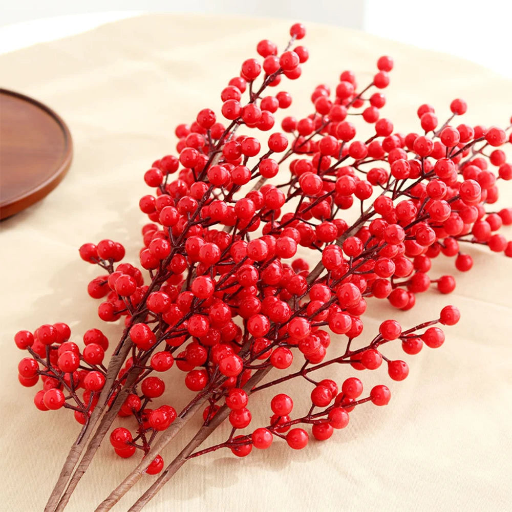 branche de fruits rouges artificiels pour décoration de Noël et récoltes - vue 6 sur 11