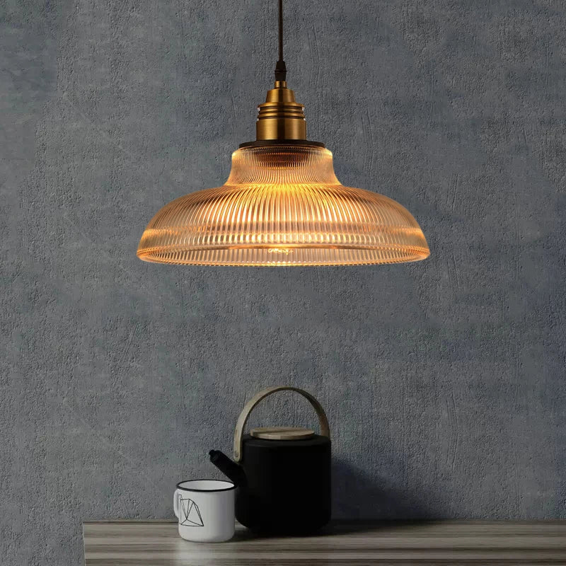 suspension Creative vintage rayure pot couverture verre lumières américain salon lampe Simple Restaurant Bar lampe LED E27 lumière - vue 6 sur 10