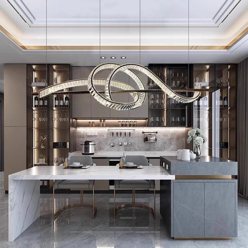 lustre moderne design cristal pour salle à manger éclairage intérieur - vue 7 sur 7