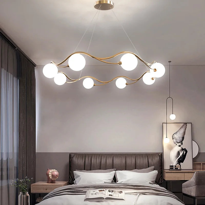 lustre nordique simple anneau led éclairage intérieur décoratif - vue 2 sur 8