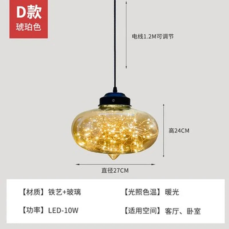 lustre nordique étoilé en verre pour décoration moderne - vue 12 sur 24
