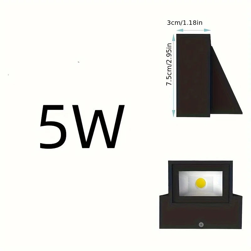 LED Aluminum Waterproof Wall Lamp, Modern Outdoor Wall Washer, 5W Wall Mount Outdoor Security Lighting Fixture - vue 5 sur 6