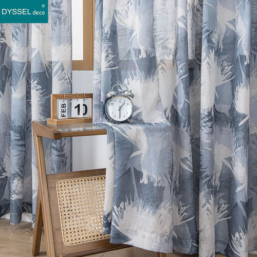 Rideau motif feuilles style naturel pour salon chambre