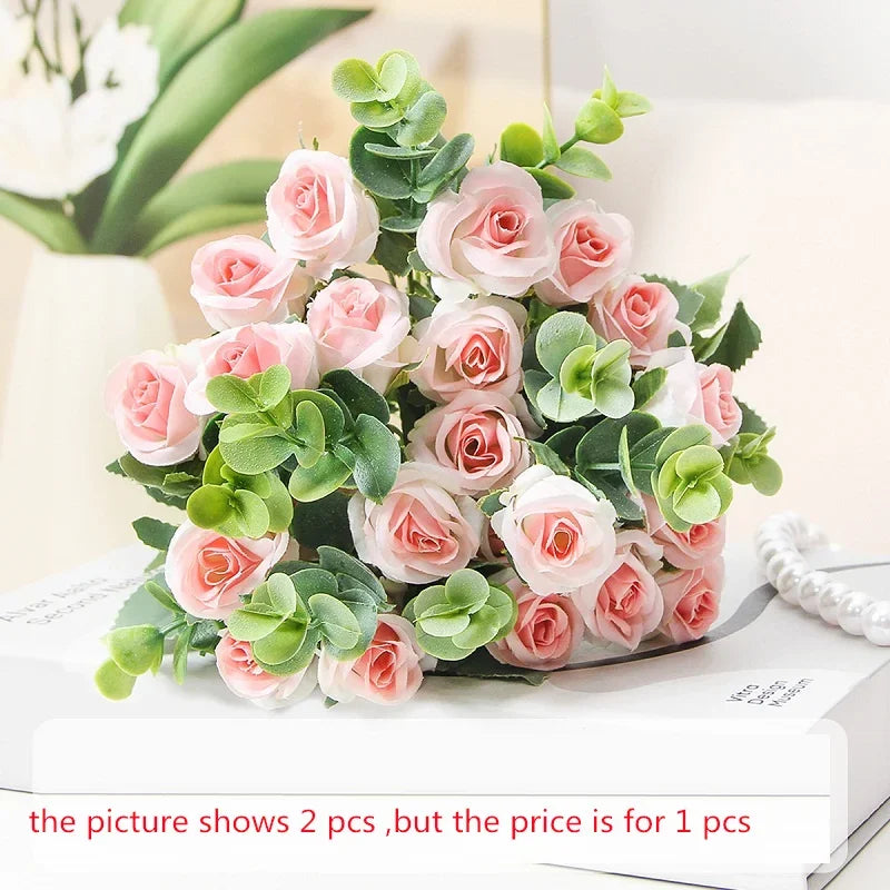 bouquet de roses artificielles eucalyptus décorations florales polyvalentes - vue 9 sur 12