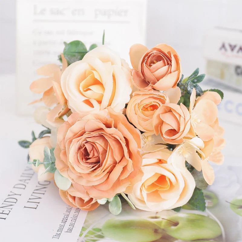 fleurs artificielles soie pivoine hortensia décoration mariage bouquet