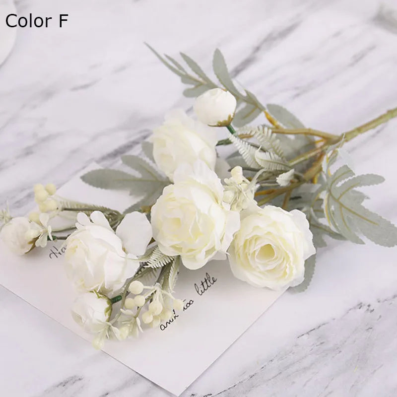 bouquet de roses artificielles en tissu pour déco mariage et maison - vue 8 sur 14